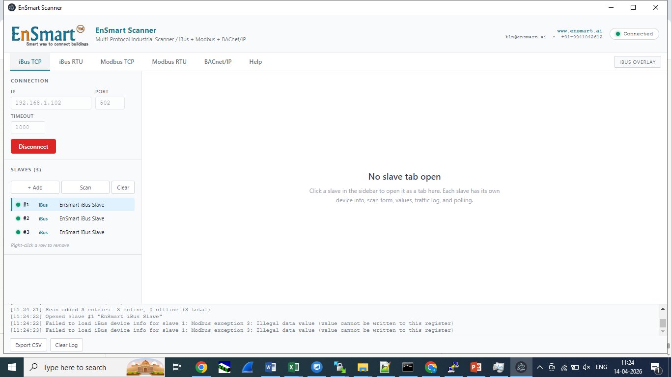 EnSmart Scanner — iBus slave discovery