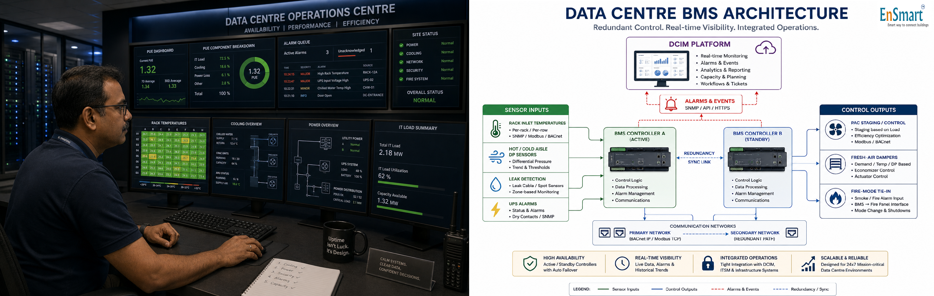 Datacenter BMS — Where Every Minute of Cooling Is a Customer SLA — infographic
