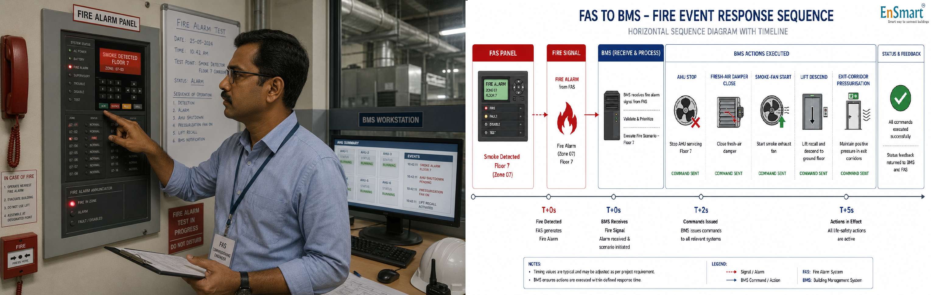 Smoke Detector and Fire Alarm Integration with BMS — infographic